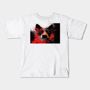 Abstract Splash Painting Of A Dog In Black And Red Colours Kids T-Shirt